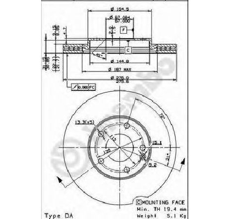 Disc frana BREMBO 09.8519.11 Disc frana BREMBO 09.8519.11