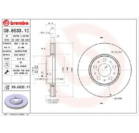Disc frana BREMBO 09.8633.11 Disc frana BREMBO 09.8633.11