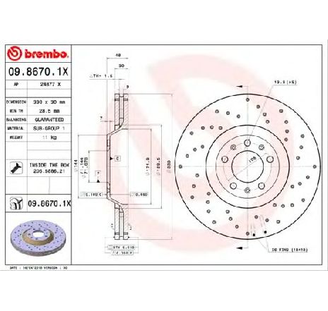 Disc frana BREMBO 09.8670.1X</br>Piesa auto pentru Frana disc Disc frana BREMBO 09.8670.1X</br>Piesa auto pentru Frana disc