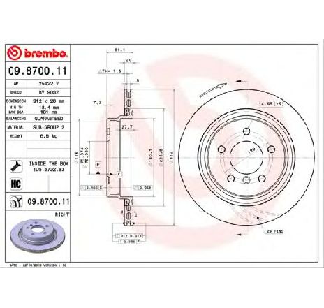 Disc frana BREMBO 09.8700.11</br>Piesa auto pentru Frana disc Disc frana BREMBO 09.8700.11</br>Piesa auto pentru Frana disc
