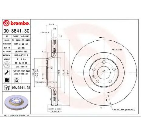 Disc frana BREMBO 09.8841.31 Disc frana BREMBO 09.8841.31