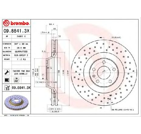 Disc frana BREMBO 09.8841.3X Disc frana BREMBO 09.8841.3X