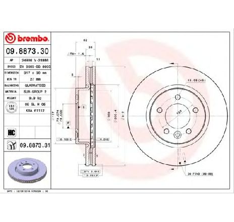 Disc frana BREMBO 09.8873.31 Disc frana BREMBO 09.8873.31