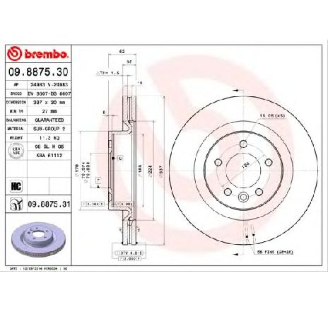Disc frana BREMBO 09.8875.31 Disc frana BREMBO 09.8875.31