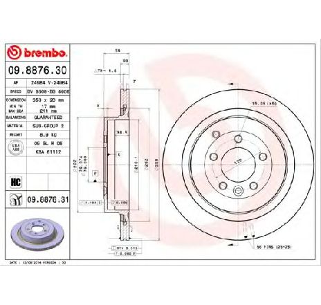 Disc frana BREMBO 09.8876.30 Disc frana BREMBO 09.8876.30