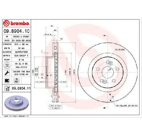 Disc frana BREMBO 09.8904.11 Disc frana BREMBO 09.8904.11