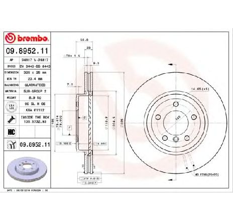 Disc frana BREMBO 09.8952.11 Disc frana BREMBO 09.8952.11