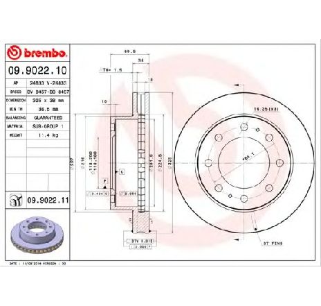 Disc frana BREMBO 09.9022.11</br>Piesa auto pentru Frana disc Disc frana BREMBO 09.9022.11</br>Piesa auto pentru Frana disc