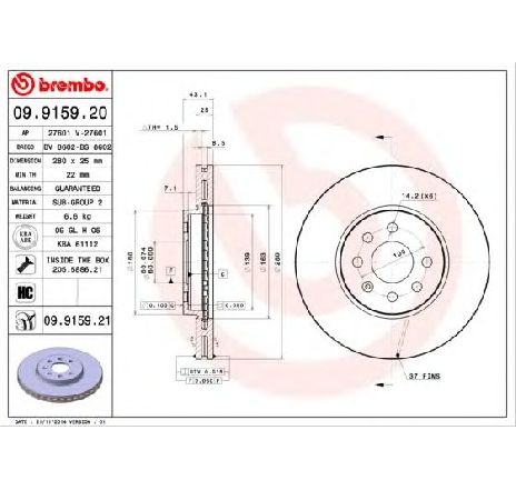 Disc frana BREMBO 09.9159.20 Disc frana BREMBO 09.9159.20