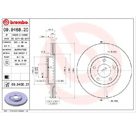 Disc frana BREMBO 09.9468.21 Disc frana BREMBO 09.9468.21