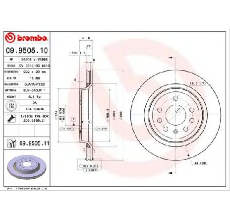 Disc frana BREMBO 09.9505.11 Disc frana BREMBO 09.9505.11