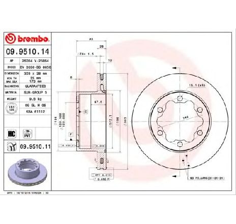 Disc frana BREMBO 09.9510.14 Disc frana BREMBO 09.9510.14