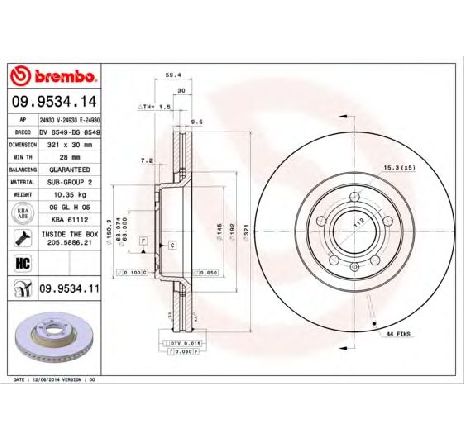 Disc frana BREMBO 09.9534.11 Disc frana BREMBO 09.9534.11