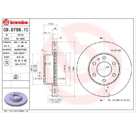 Disc frana BREMBO 09.9758.10 Disc frana BREMBO 09.9758.10