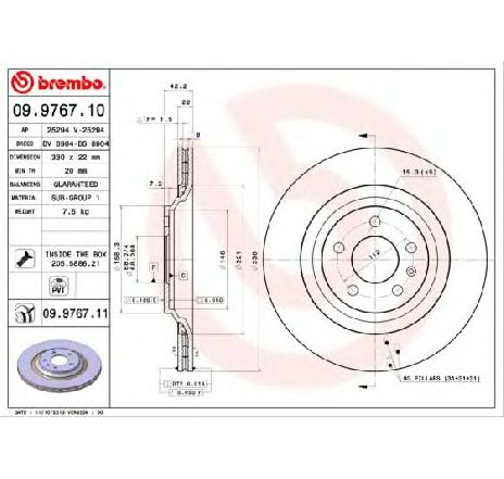 Disc frana BREMBO 09.9767.11 Disc frana BREMBO 09.9767.11