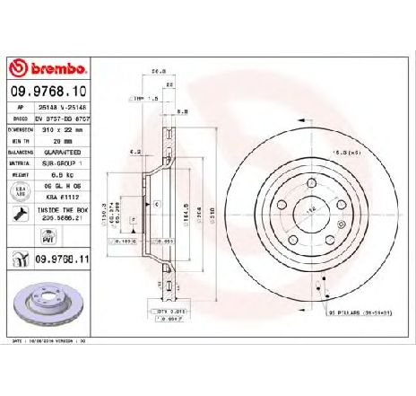 Disc frana BREMBO 09.9768.11 Disc frana BREMBO 09.9768.11