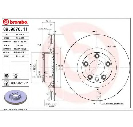 Disc frana BREMBO 09.9870.11 Disc frana BREMBO 09.9870.11