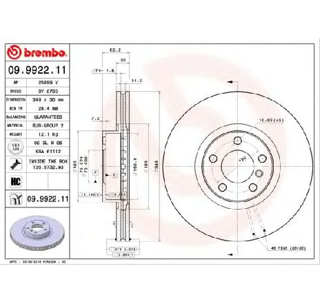 Disc frana BREMBO 09.9922.11 Disc frana BREMBO 09.9922.11
