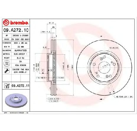Disc frana BREMBO 09.A272.10 Disc frana BREMBO 09.A272.10
