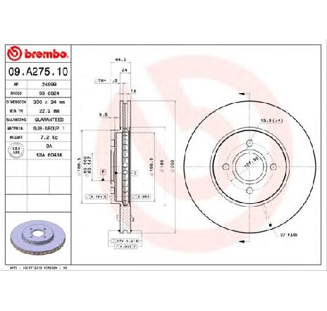 Disc frana BREMBO 09.A275.10 Disc frana BREMBO 09.A275.10