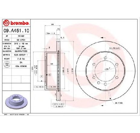 Disc frana BREMBO 09.A451.10</br>Piesa auto pentru Frana disc Disc frana BREMBO 09.A451.10</br>Piesa auto pentru Frana disc