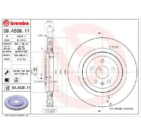 Disc frana BREMBO 09.A508.11</br>Piesa auto pentru Frana disc Disc frana BREMBO 09.A508.11</br>Piesa auto pentru Frana disc