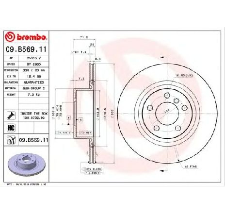 Disc frana BREMBO 09.B569.11 Disc frana BREMBO 09.B569.11