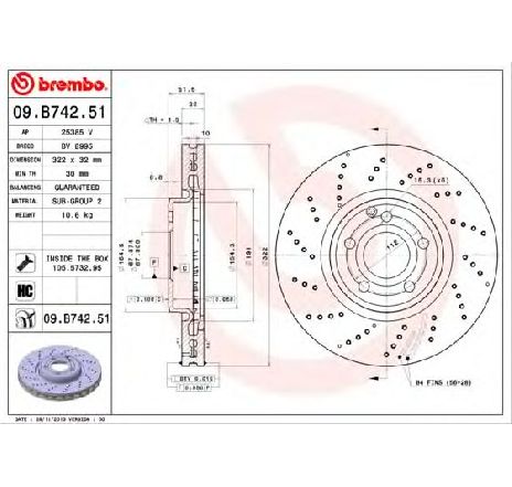 Disc frana BREMBO 09.B742.51 Disc frana BREMBO 09.B742.51