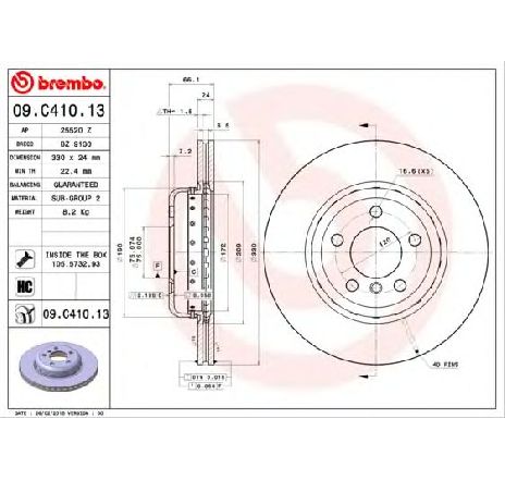Disc frana BREMBO 09.C410.13</br>Piesa auto pentru Frana disc Disc frana BREMBO 09.C410.13</br>Piesa auto pentru Frana disc
