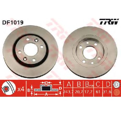 Disc frana TRW DF1019 Disc frana TRW DF1019