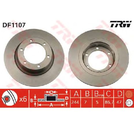 Disc frana TRW DF1107</br>Piesa auto pentru Frana disc Disc frana TRW DF1107</br>Piesa auto pentru Frana disc