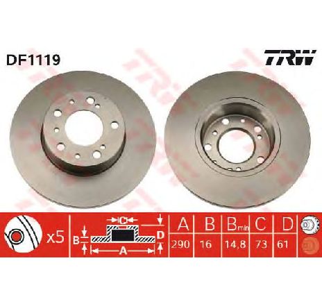 Disc frana TRW DF1119</br>Piesa auto pentru Frana disc Disc frana TRW DF1119</br>Piesa auto pentru Frana disc
