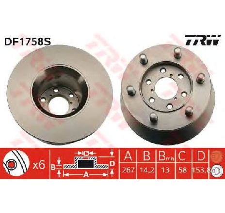 Disc frana TRW DF1758S</br>Piesa auto pentru Frana disc Disc frana TRW DF1758S</br>Piesa auto pentru Frana disc