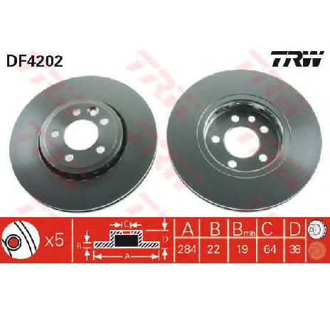 Disc frana TRW DF4202</br>Piesa auto pentru Frana disc Disc frana TRW DF4202</br>Piesa auto pentru Frana disc