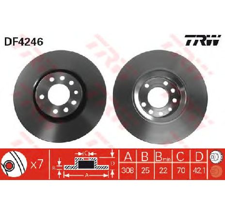 Disc frana TRW DF4246</br>Piesa auto pentru Frana disc Disc frana TRW DF4246</br>Piesa auto pentru Frana disc