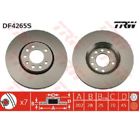 Disc frana TRW DF4265S</br>Piesa auto pentru Frana disc Disc frana TRW DF4265S</br>Piesa auto pentru Frana disc