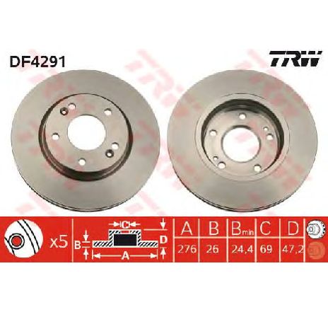 Disc frana TRW DF4291</br>Piesa auto pentru Frana disc Disc frana TRW DF4291</br>Piesa auto pentru Frana disc