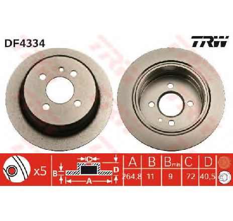 Disc frana TRW DF4334</br>Piesa auto pentru Frana disc Disc frana TRW DF4334</br>Piesa auto pentru Frana disc