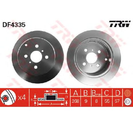 Disc frana TRW DF4335</br>Piesa auto pentru Frana disc Disc frana TRW DF4335</br>Piesa auto pentru Frana disc