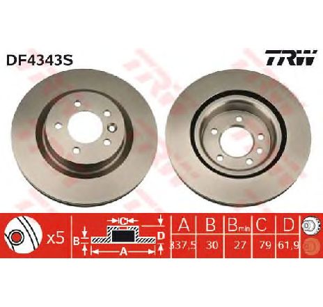 Disc frana TRW DF4343S</br>Piesa auto pentru Frana disc Disc frana TRW DF4343S</br>Piesa auto pentru Frana disc