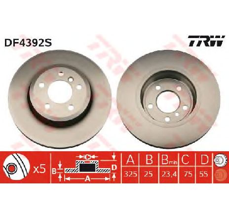 Disc frana TRW DF4392S</br>Piesa auto pentru Frana disc Disc frana TRW DF4392S</br>Piesa auto pentru Frana disc