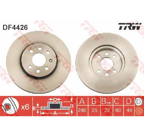 Disc frana TRW DF4426</br>Piesa auto pentru Frana disc Disc frana TRW DF4426</br>Piesa auto pentru Frana disc