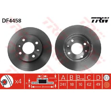 Disc frana TRW DF4458</br>Piesa auto pentru Frana disc Disc frana TRW DF4458</br>Piesa auto pentru Frana disc