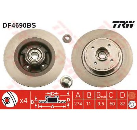 Disc frana TRW DF4690BS</br>Piesa auto pentru Frana disc Disc frana TRW DF4690BS</br>Piesa auto pentru Frana disc