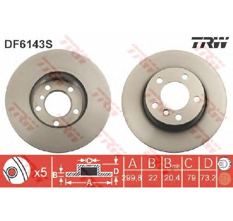 Disc frana TRW DF6143S</br>Piesa auto pentru Frana disc Disc frana TRW DF6143S</br>Piesa auto pentru Frana disc