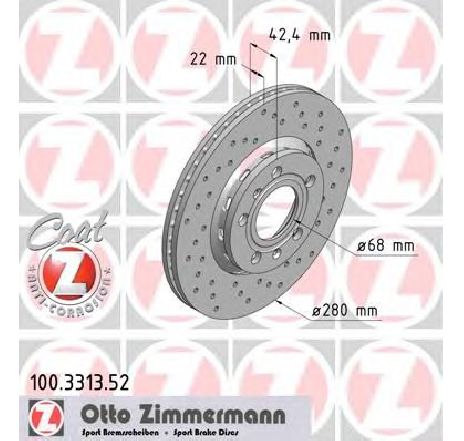 Disc frana ZIMMERMANN 100.3313.52 Disc frana ZIMMERMANN 100.3313.52