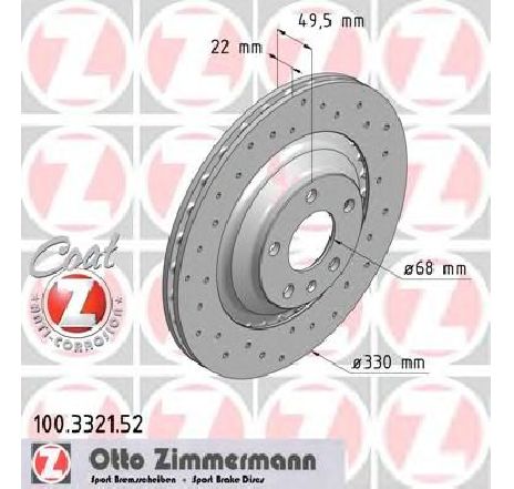 Disc frana ZIMMERMANN 100.3321.52</br>Piesa auto pentru Frana disc Disc frana ZIMMERMANN 100.3321.52</br>Piesa auto pentru Frana disc