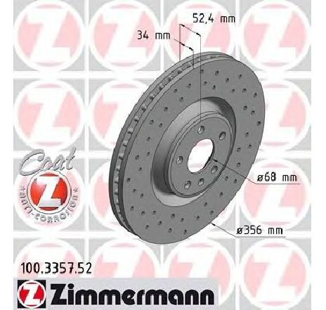 Disc frana ZIMMERMANN 100.3357.52</br>Piesa auto pentru Frana disc Disc frana ZIMMERMANN 100.3357.52</br>Piesa auto pentru Frana disc