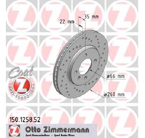 Disc frana ZIMMERMANN 150.1258.52</br>Piesa auto pentru Frana disc Disc frana ZIMMERMANN 150.1258.52</br>Piesa auto pentru Frana disc