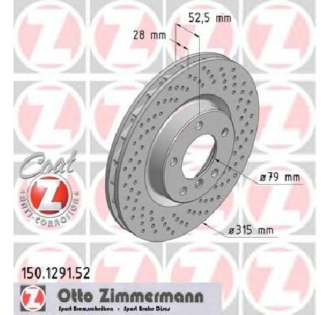 Disc frana ZIMMERMANN 150.1291.52</br>Piesa auto pentru Frana disc Disc frana ZIMMERMANN 150.1291.52</br>Piesa auto pentru Frana disc